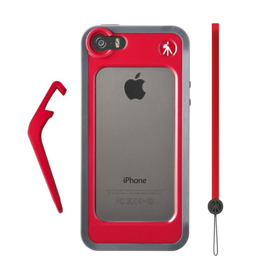 SMARTTELEFONER, ACTIONKAMERA & DRONER Manfrotto | Red Bumper For Iphone 5/5S + Kickstand + Hand-Wrist Strap