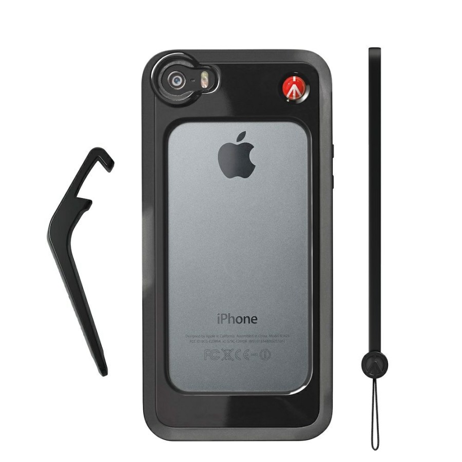 SMARTTELEFONER, ACTIONKAMERA & DRONER Manfrotto | Black Bumper For Iphone 5/5S + Kickstand + Hand-Wrist Strap